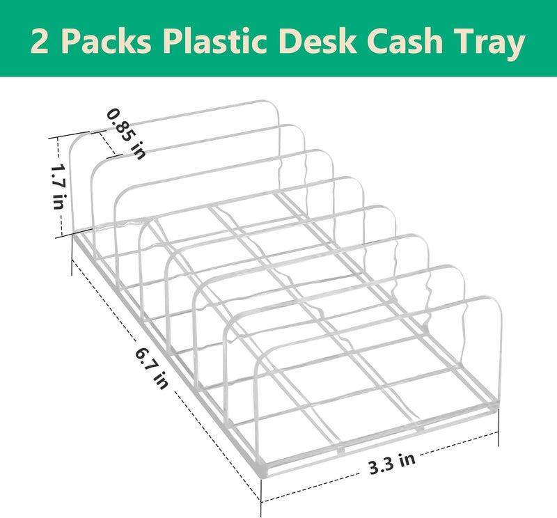 Philbinden 2 Packs Acrylic Mail Organizer Plastic Desk Cash Tray,7 Section Divided Vanity Organize Holder Vertical Letter Sorter for Desktop, Bill, Document, Notebook - Image 2